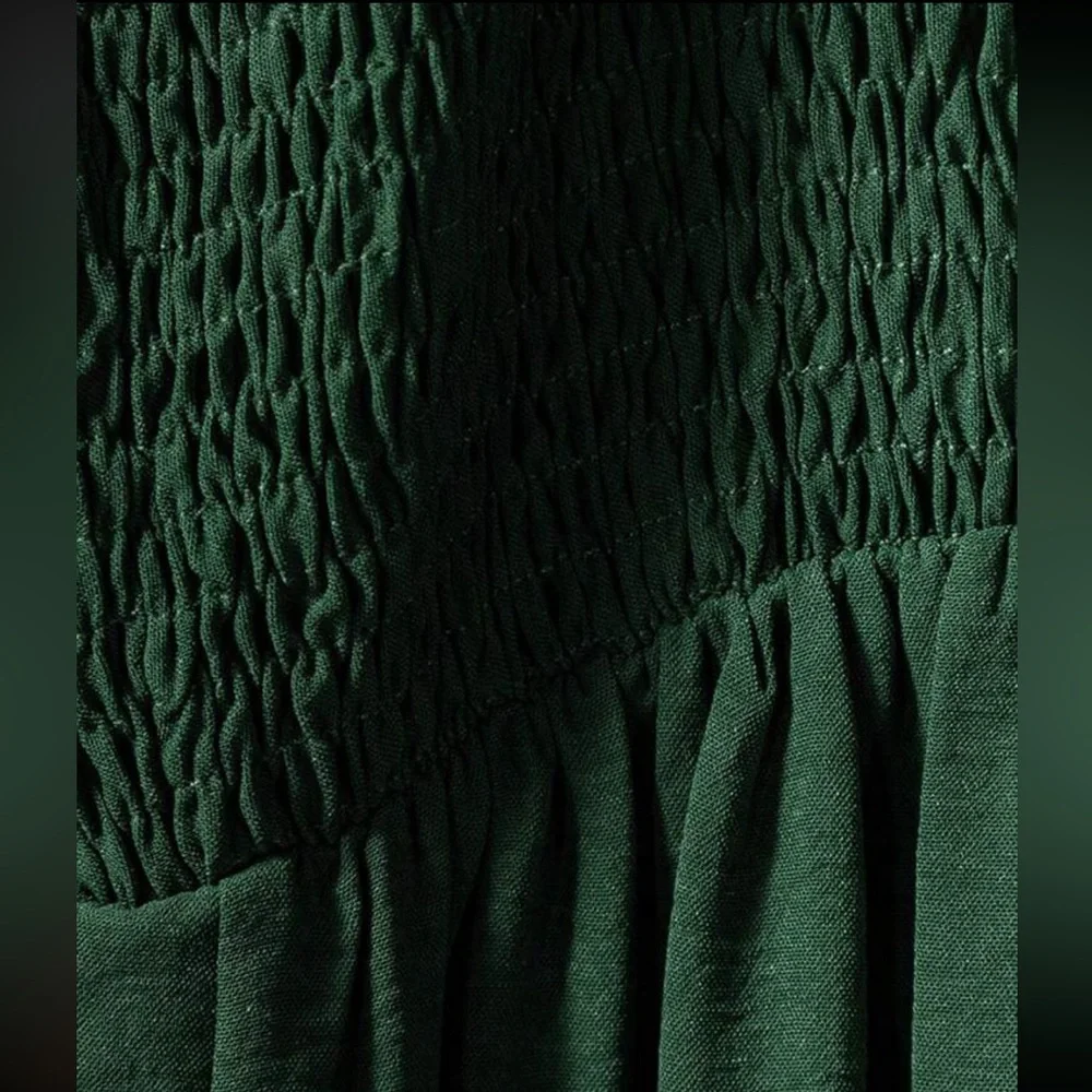 Boho Smocked Cami Top Wide Leg Pants Jumpsuit Green - Picture 3 of 11